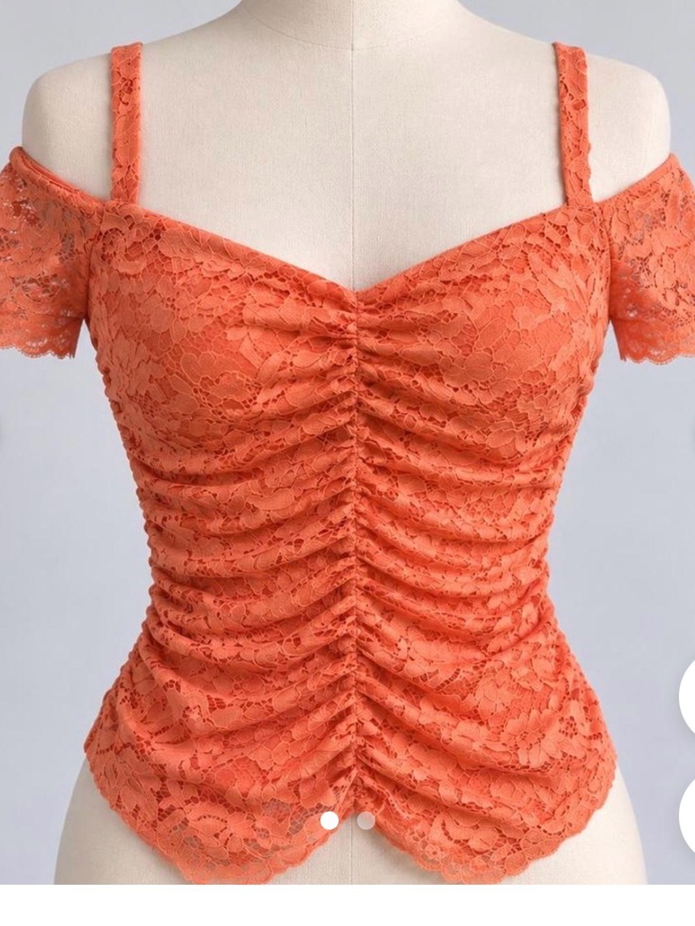 Venus Orange Lace Cold-Shoulder Women's Top
